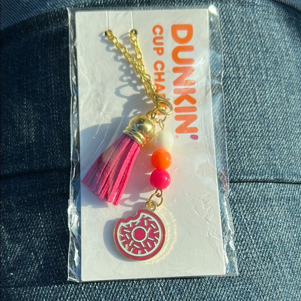 Pink and Gold Donut Keychain Cup Chain